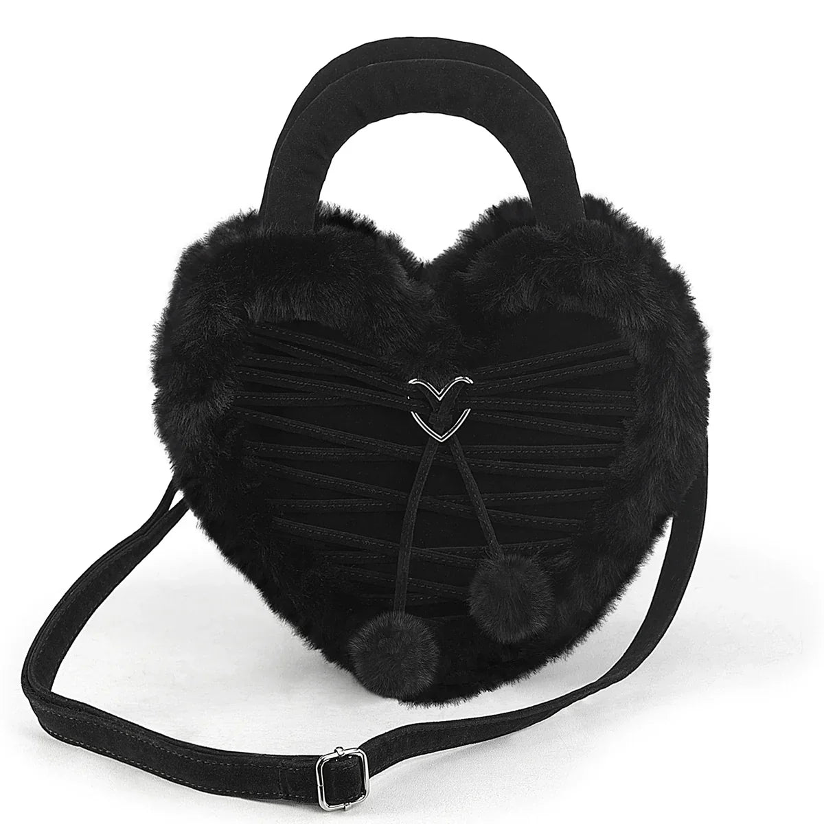 Demonia Faux Fur Heart-Shaped Purse Main image