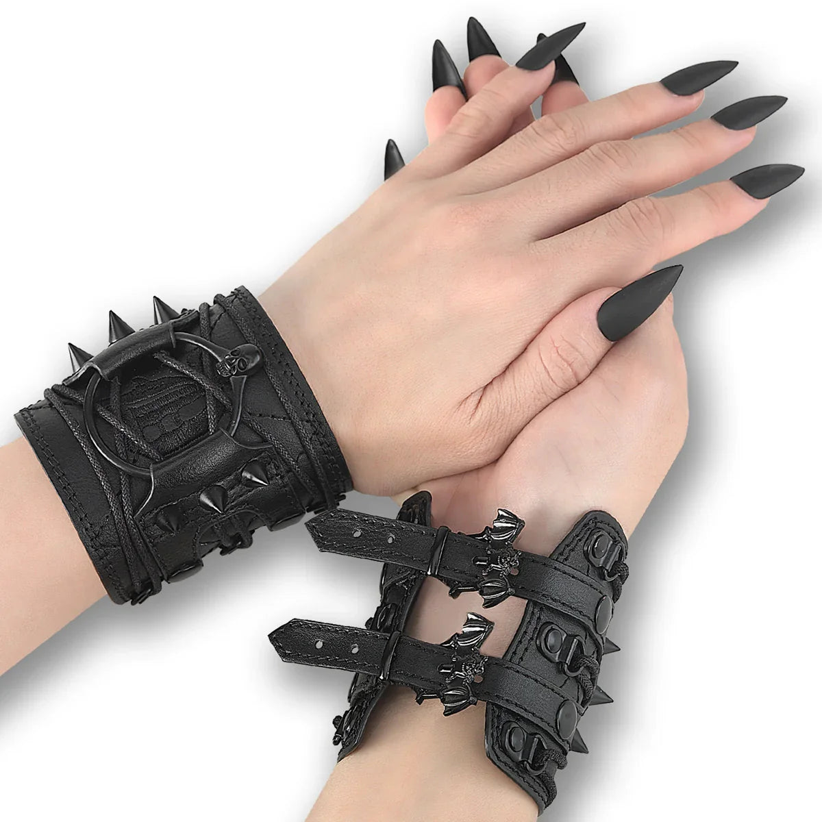 Demonia Spiked Wrist Cuff (Pair) Main image