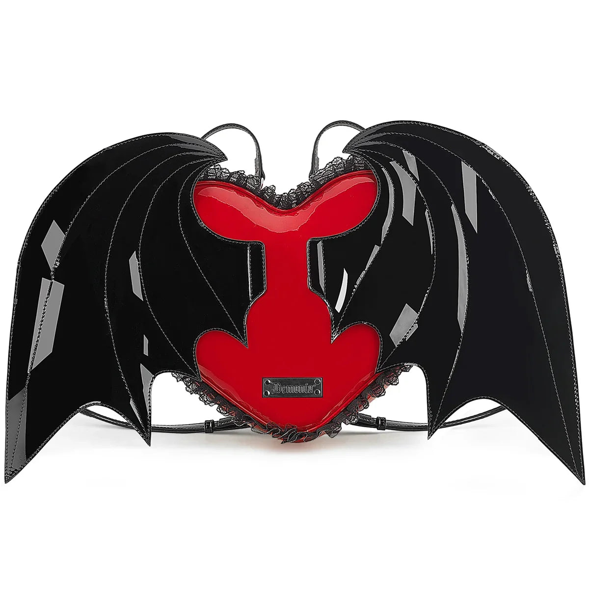 Demonia Patent Heart Batwing Backpack Main image